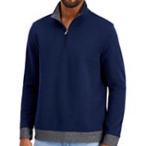 NWT Men's Alfani Regular-Fit Solid 1/4-Zip Sweatshirt, Created for Macy's, Navy